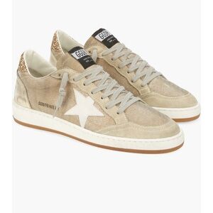 Golden Goose Ball Star low top sneaker in natural/gold/grey